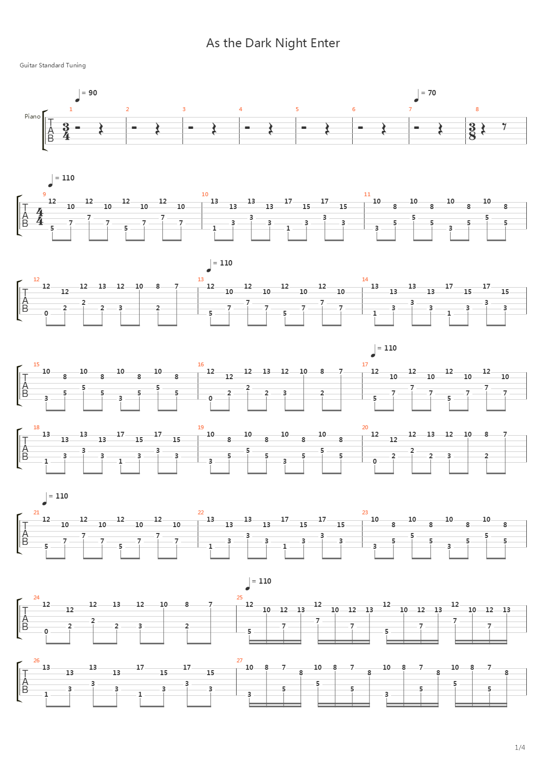 As The Dark Night Enter吉他谱