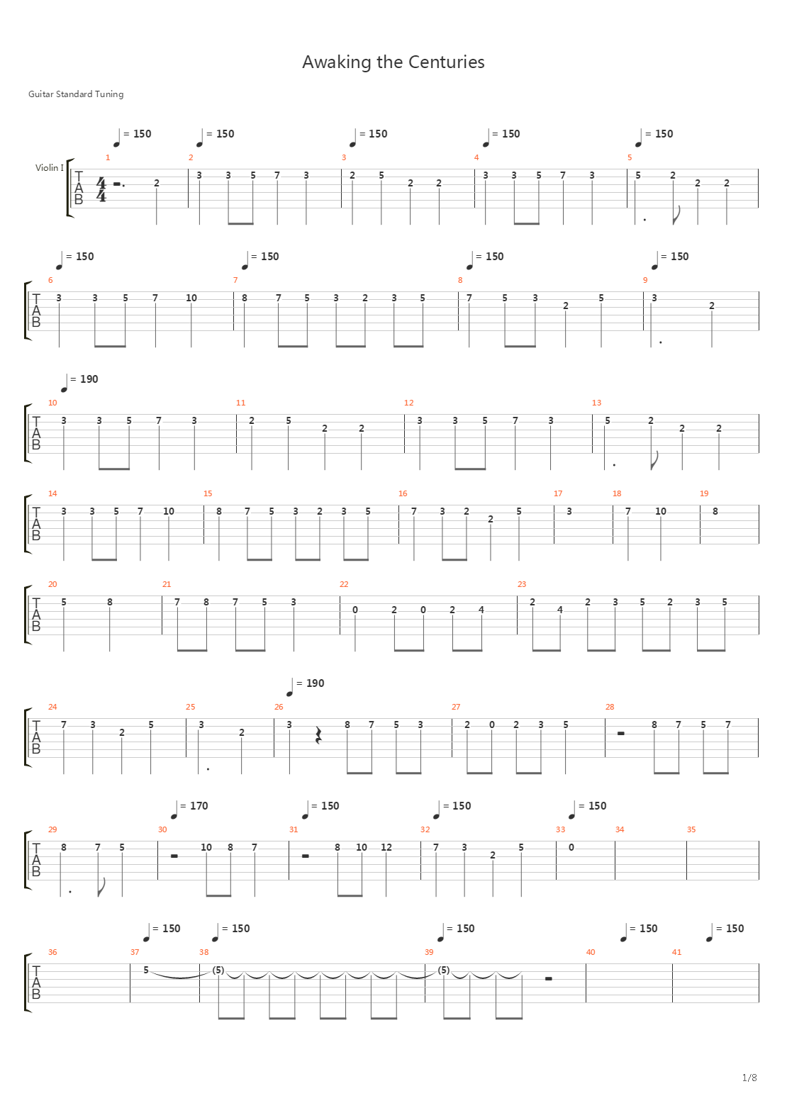 Awaking The Centuries吉他谱