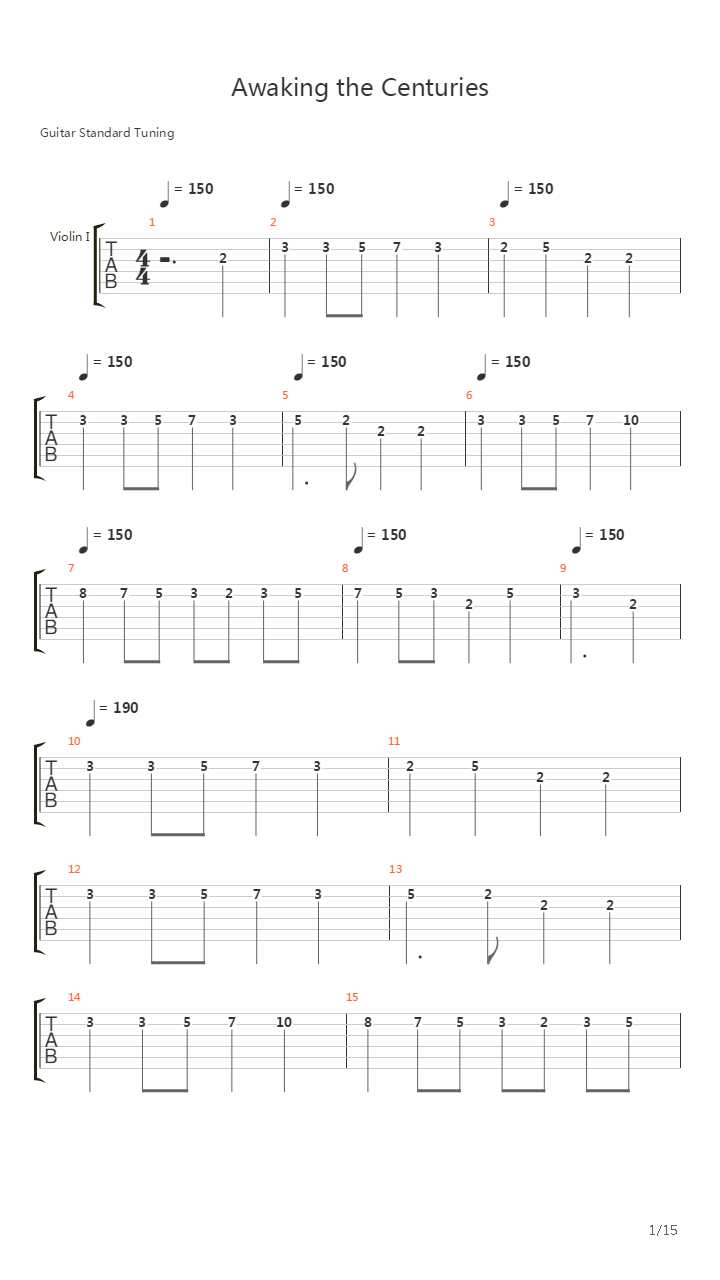 Awaking The Centuries吉他谱