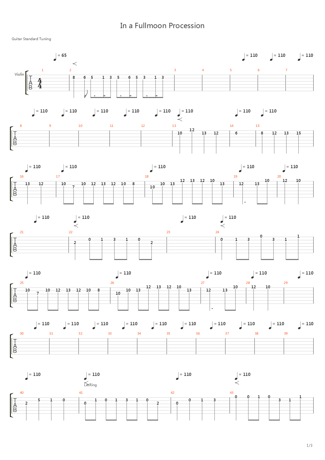In A Fullmoon Procession吉他谱