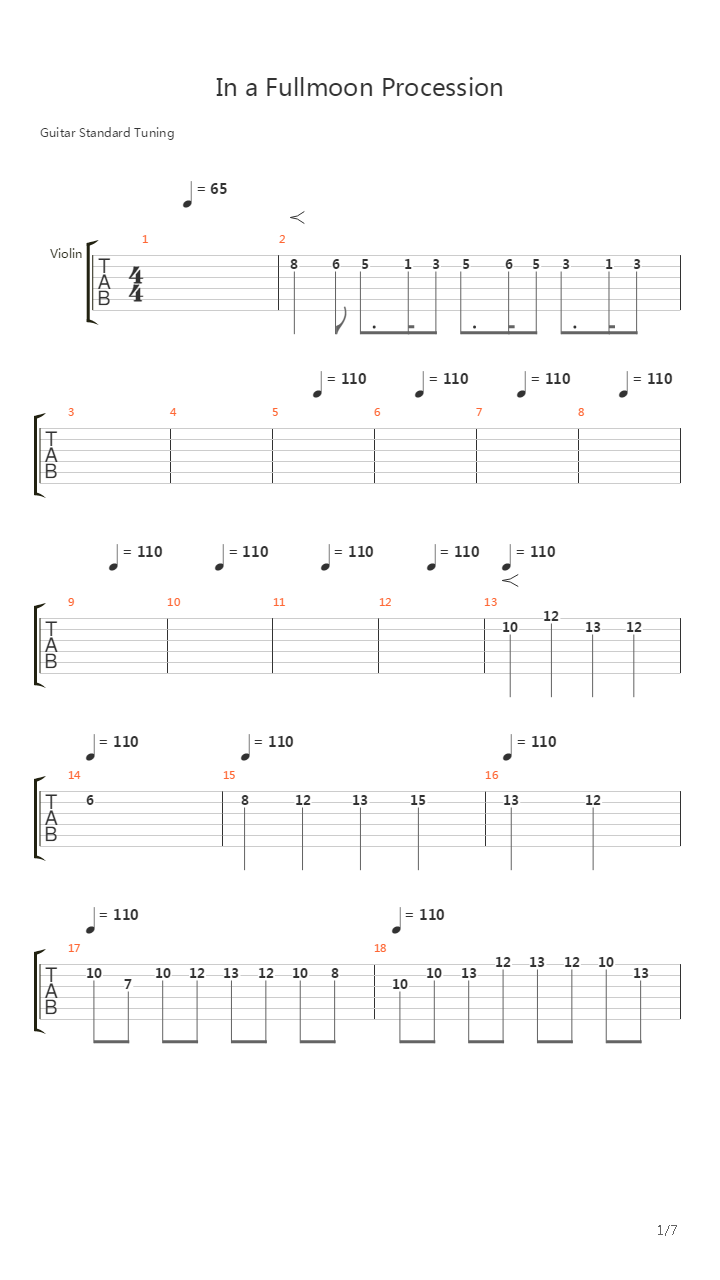 In A Fullmoon Procession吉他谱