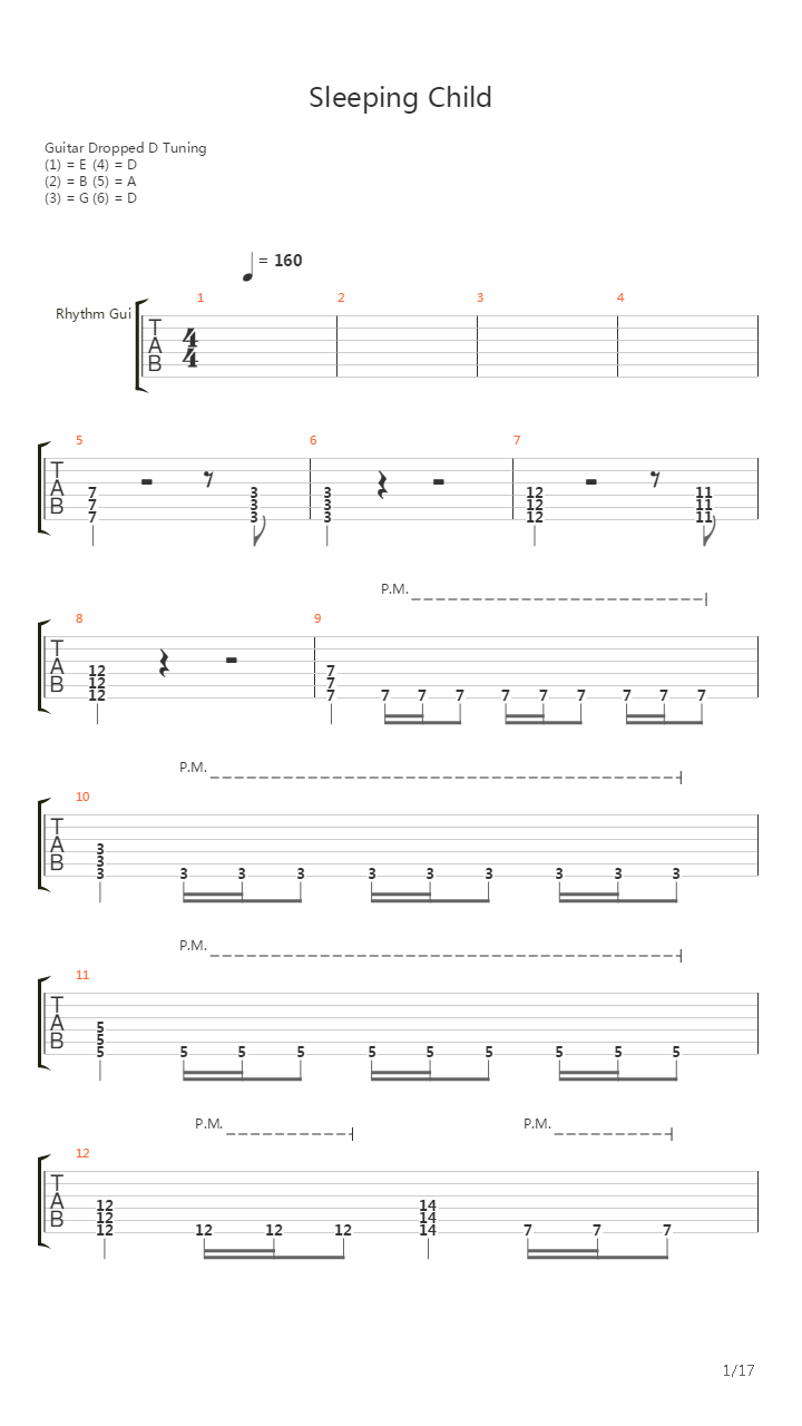 Sleeping Child吉他谱