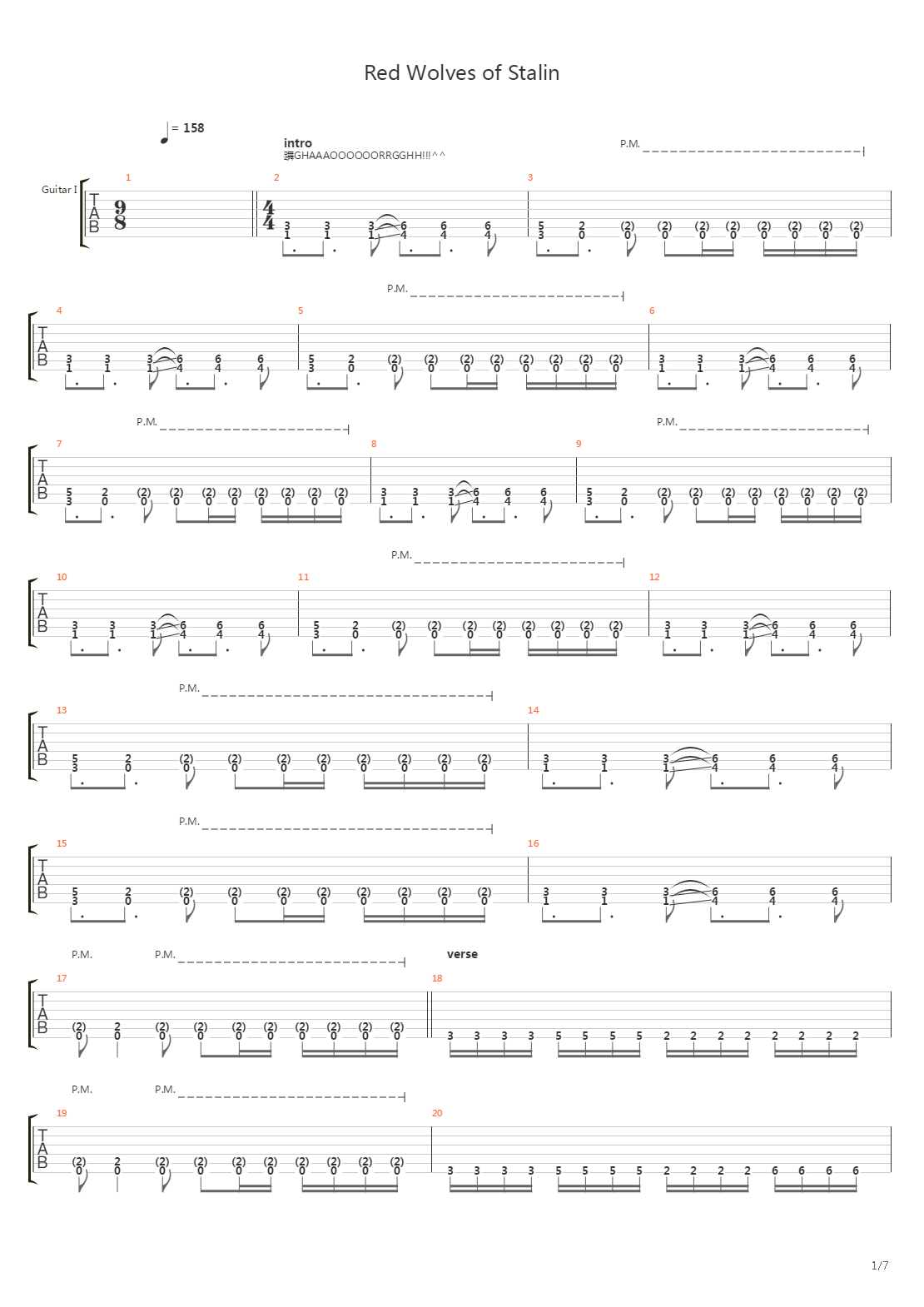 Red Wolves Of Stalin吉他谱