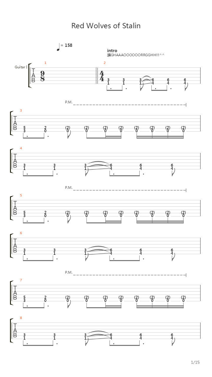 Red Wolves Of Stalin吉他谱