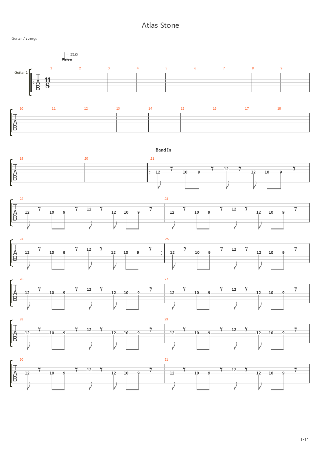 Atlas Stone吉他谱