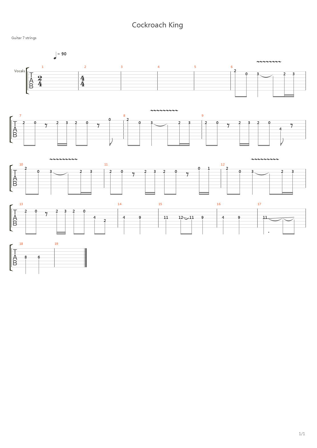 Cockroach King吉他谱
