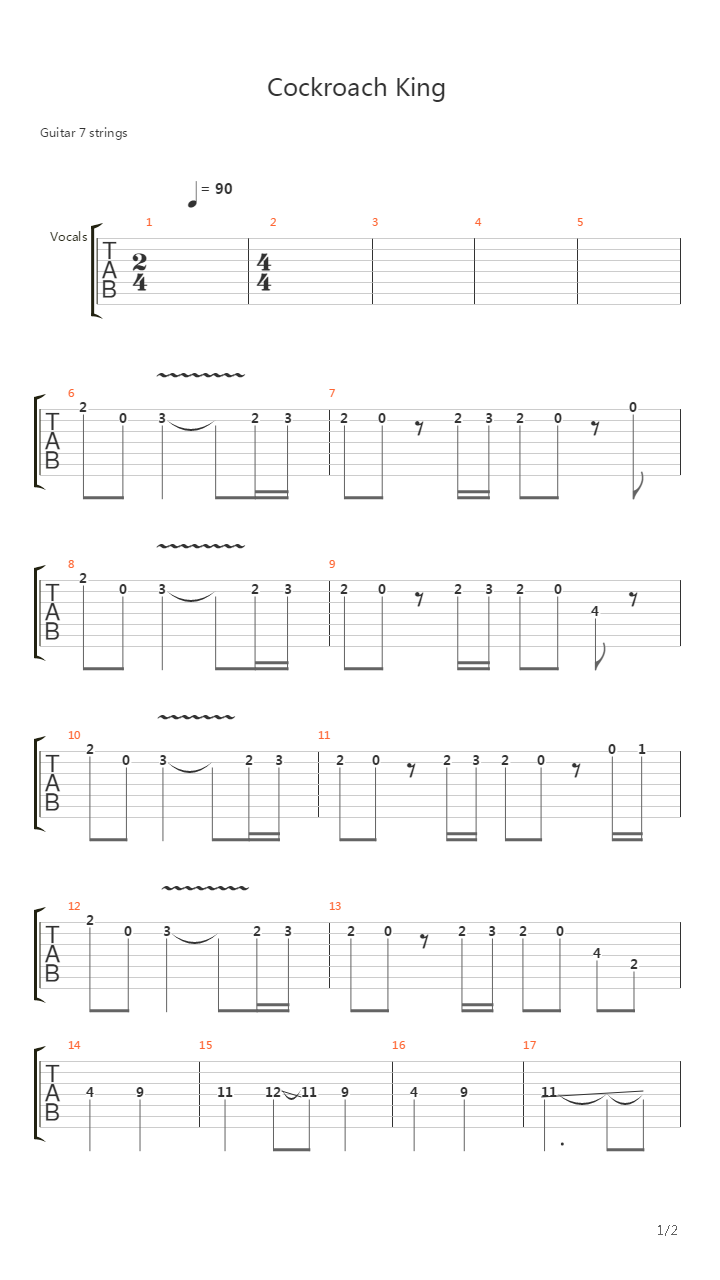 Cockroach King吉他谱