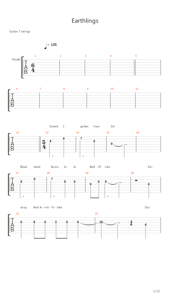 Earthlings吉他谱