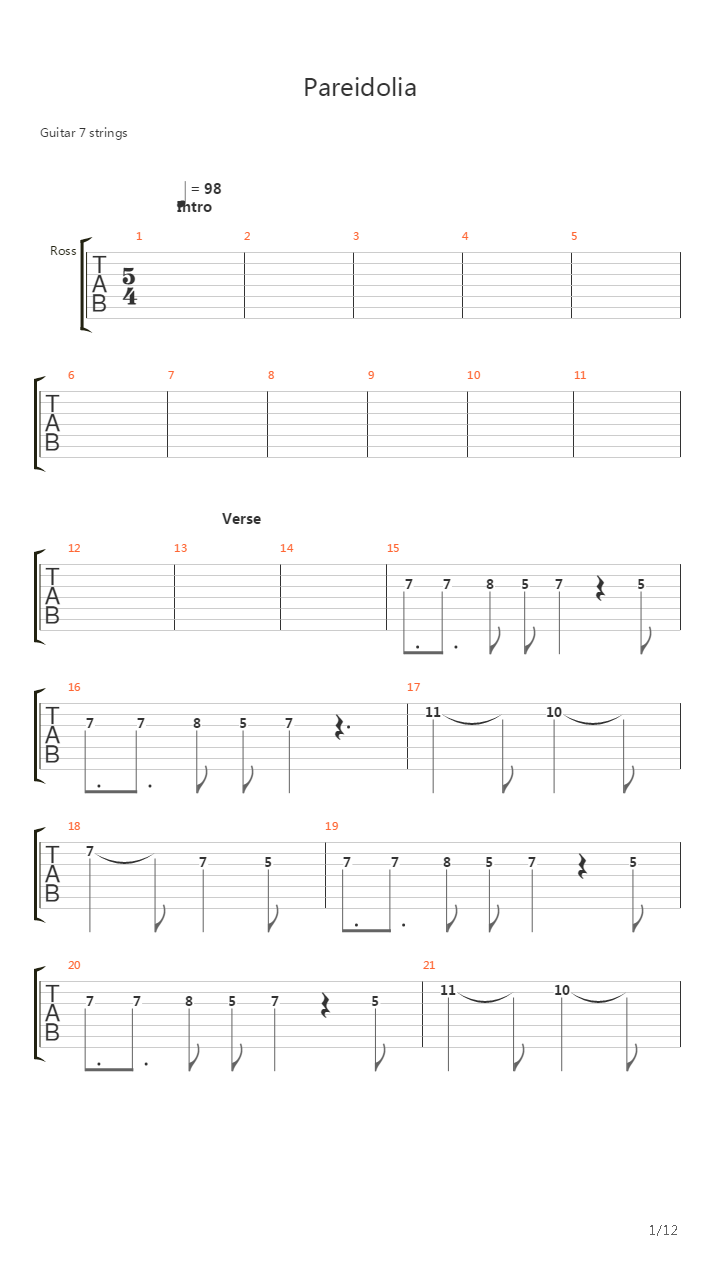 Pareidolia吉他谱