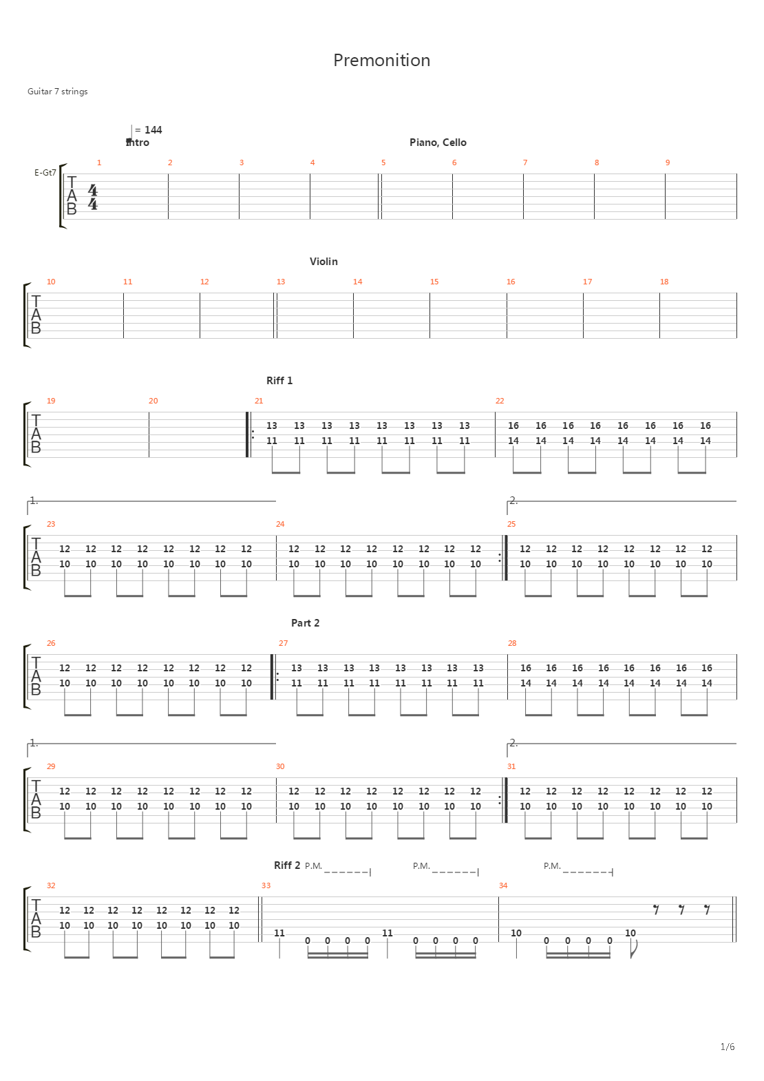Premonition吉他谱