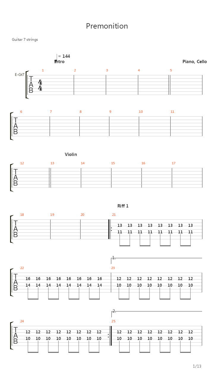 Premonition吉他谱