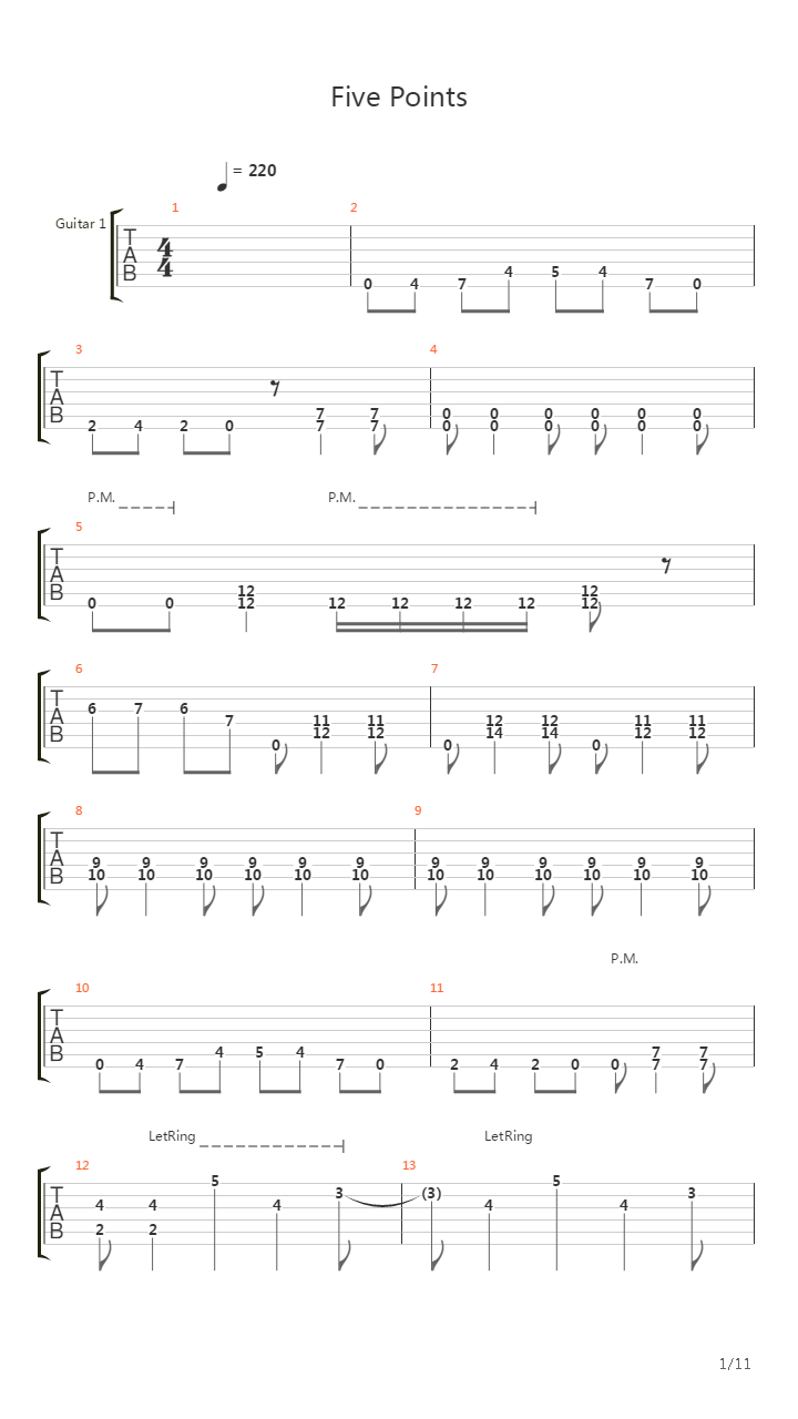 Five Points吉他谱