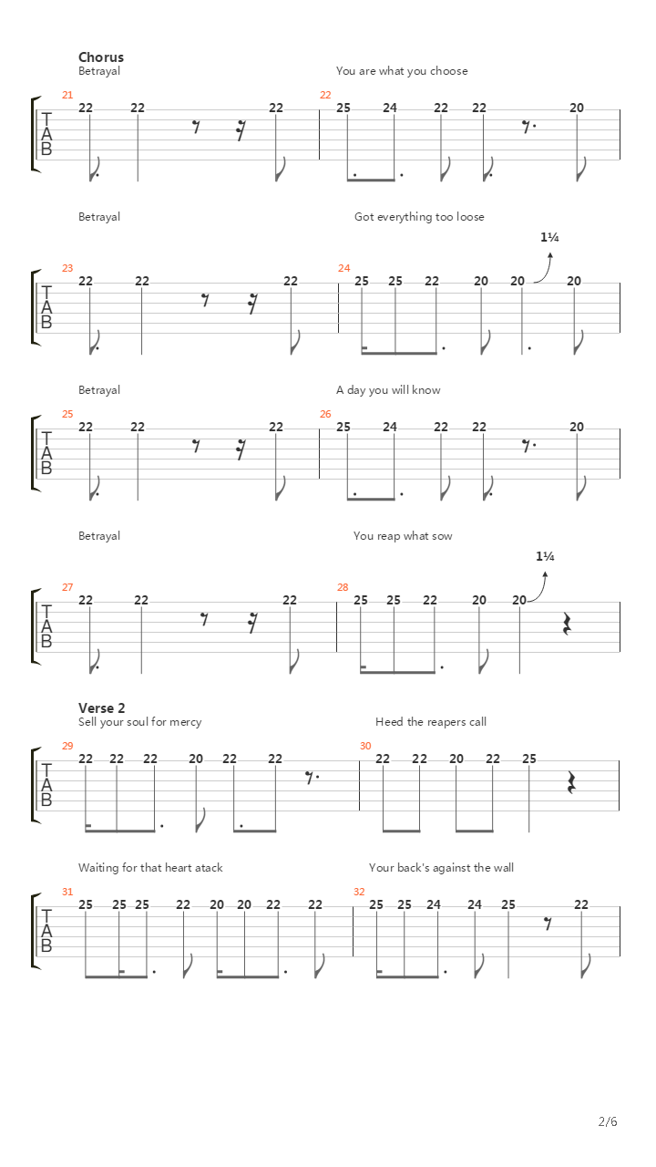 Betrayal吉他谱