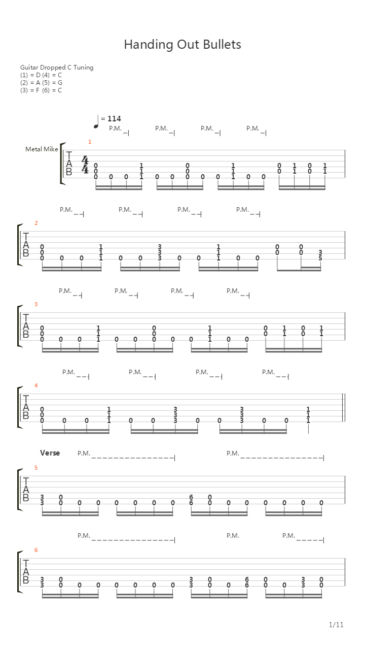 Handing Out Bullets吉他谱