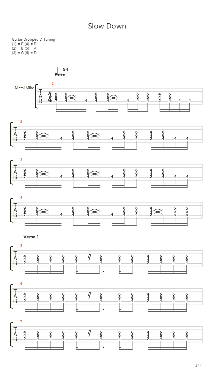 Slow Down吉他谱