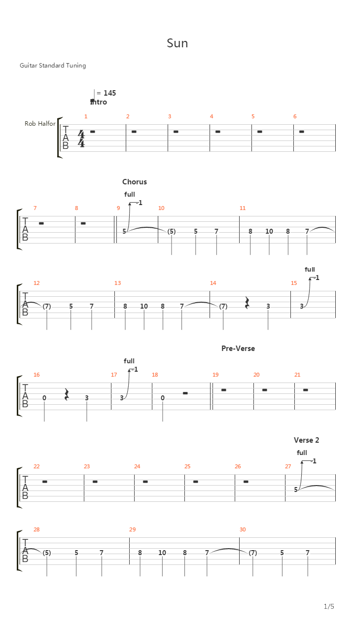 Sun吉他谱