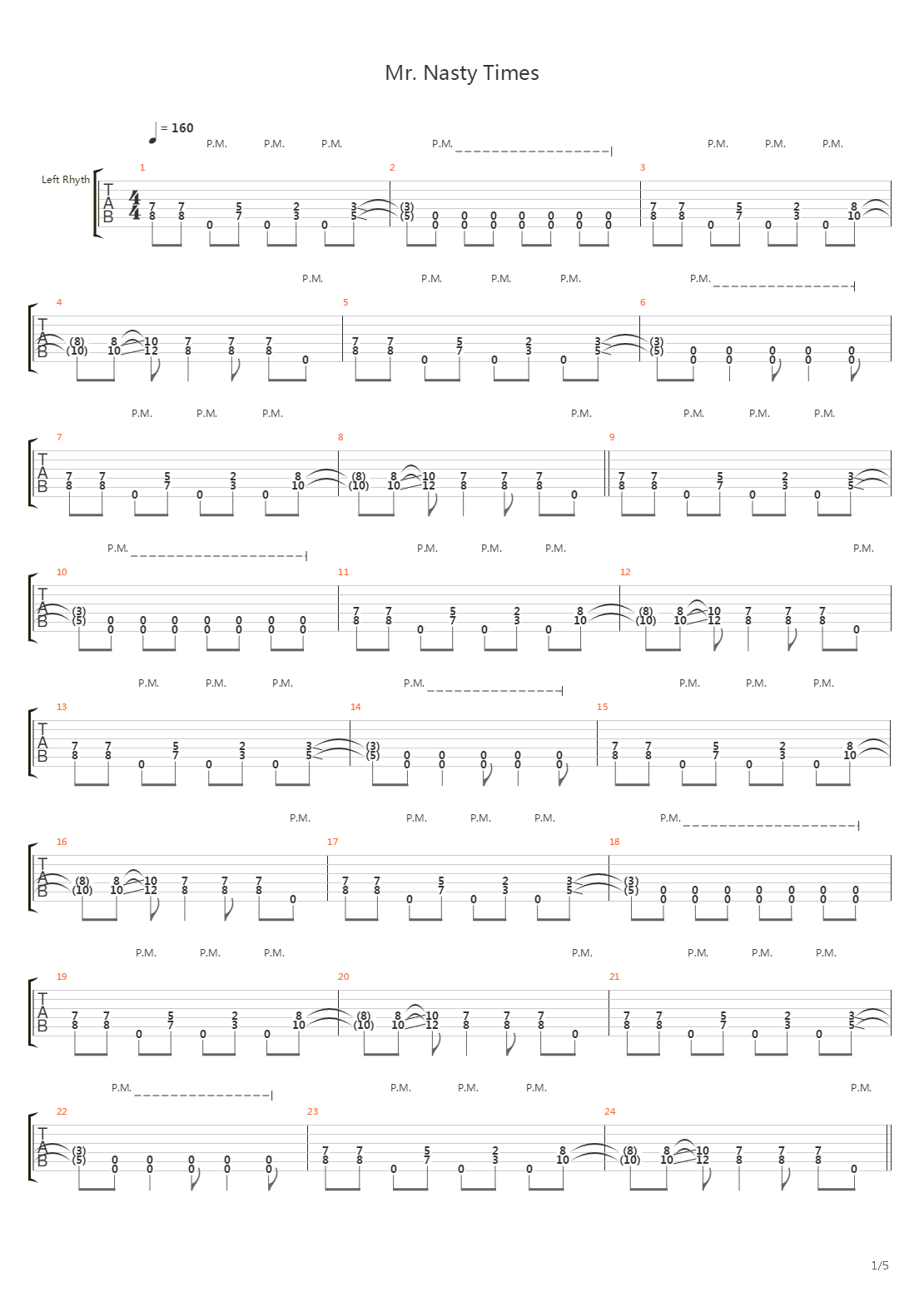 Mr Nasty Time吉他谱