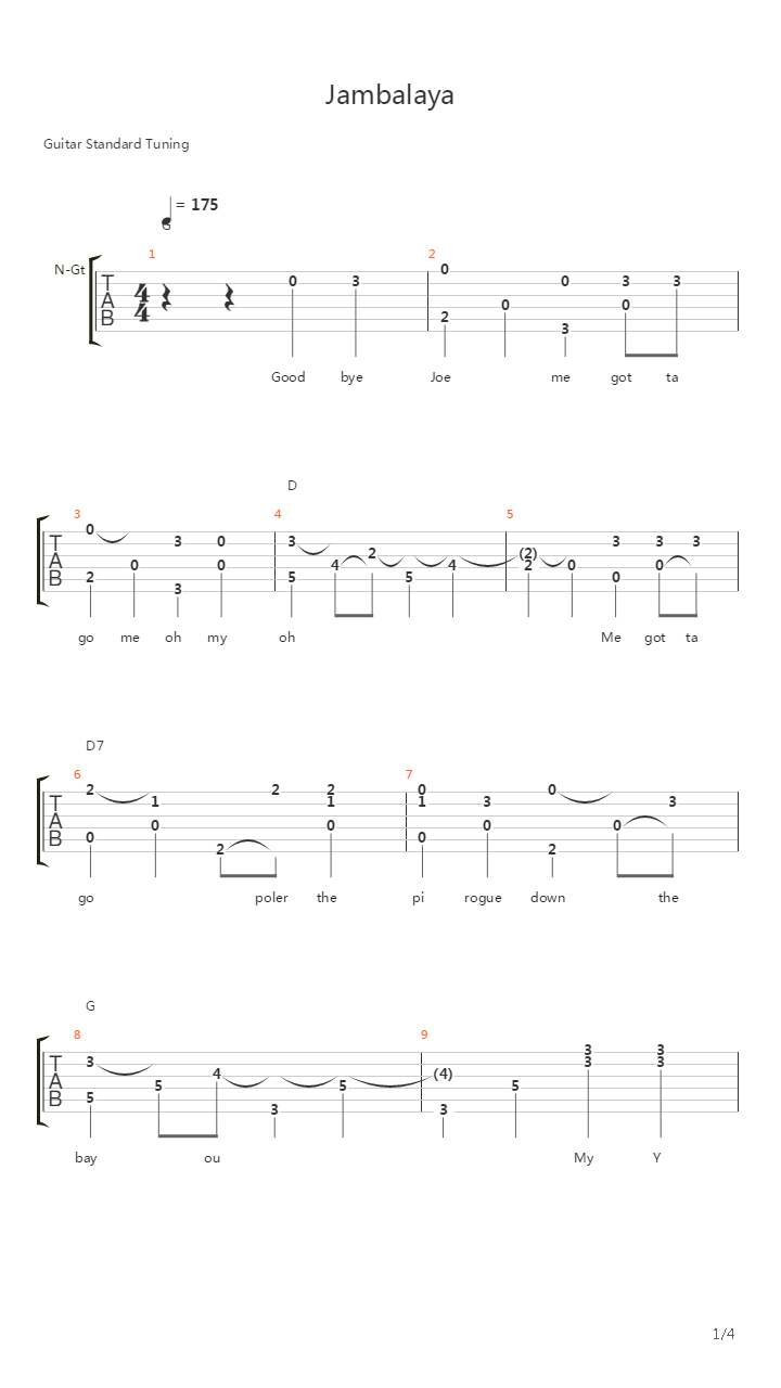 Jambalaya吉他谱