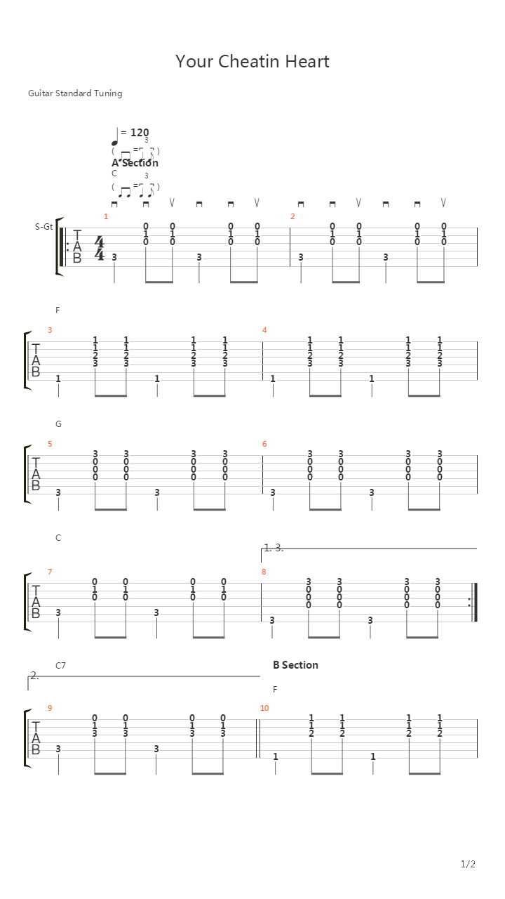 Your Cheatin Heart吉他谱