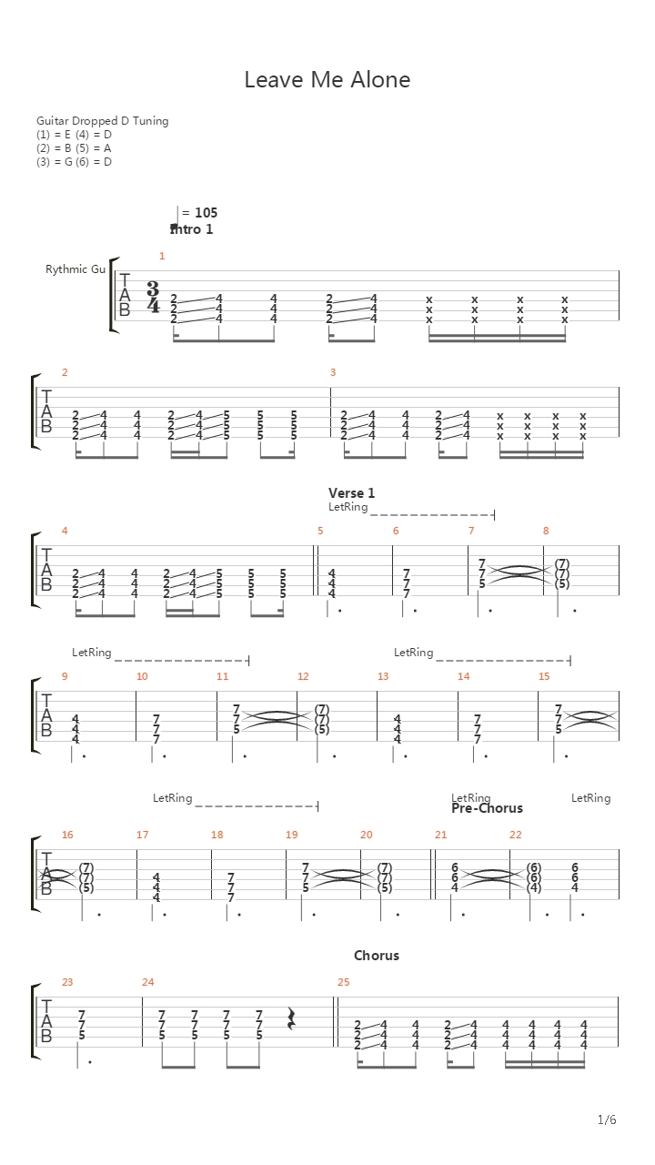 Leave Me Alone吉他谱