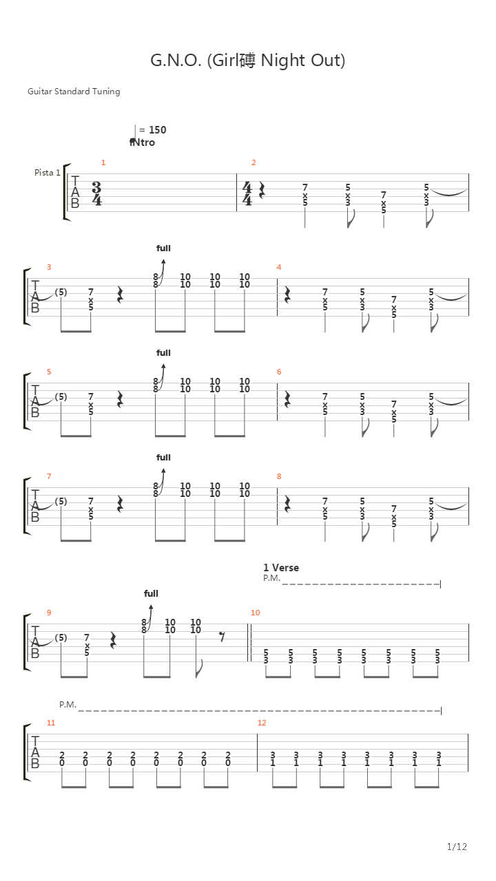 Gno Girls Night Out吉他谱