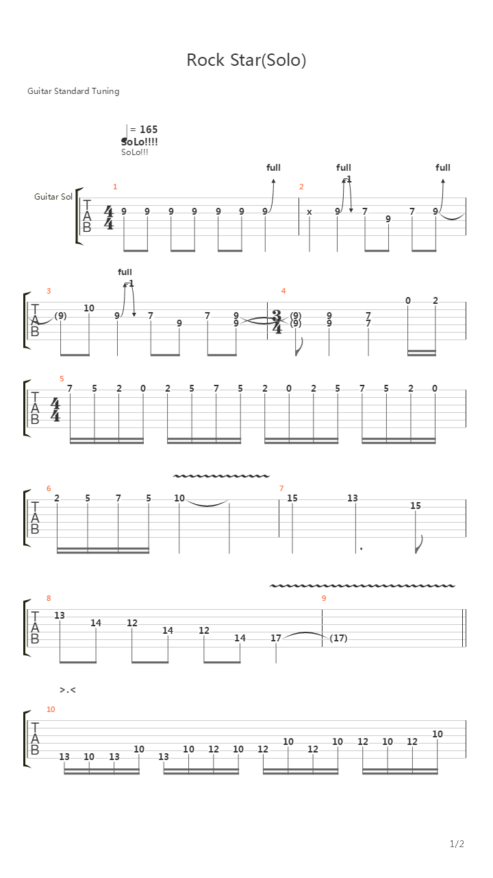 Rock Star吉他谱