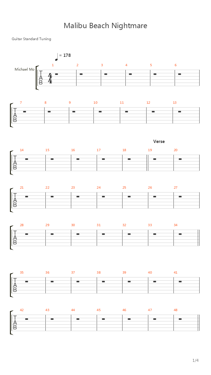 Malibu Beach Nightmare吉他谱