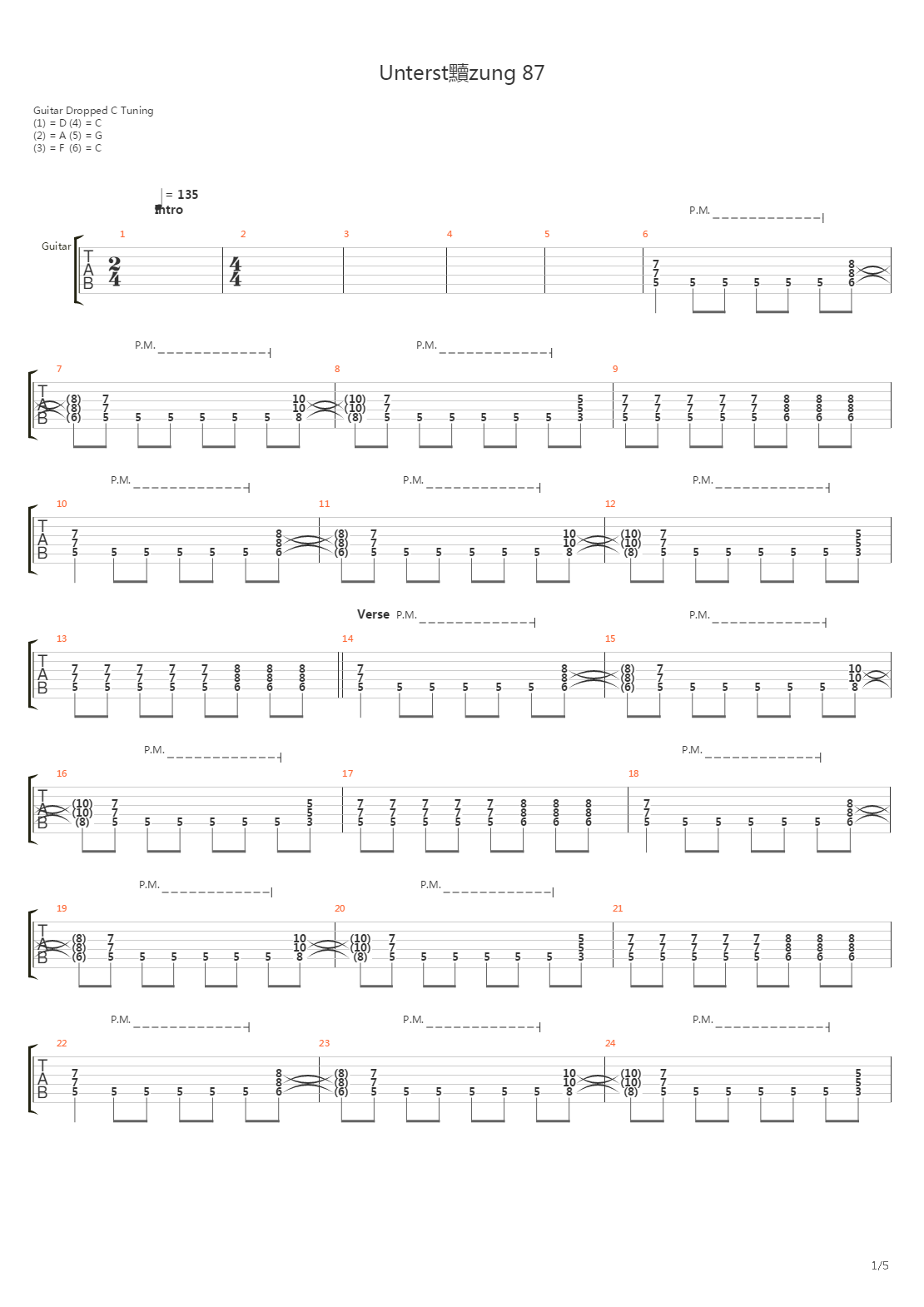 Unterstutzung 87吉他谱