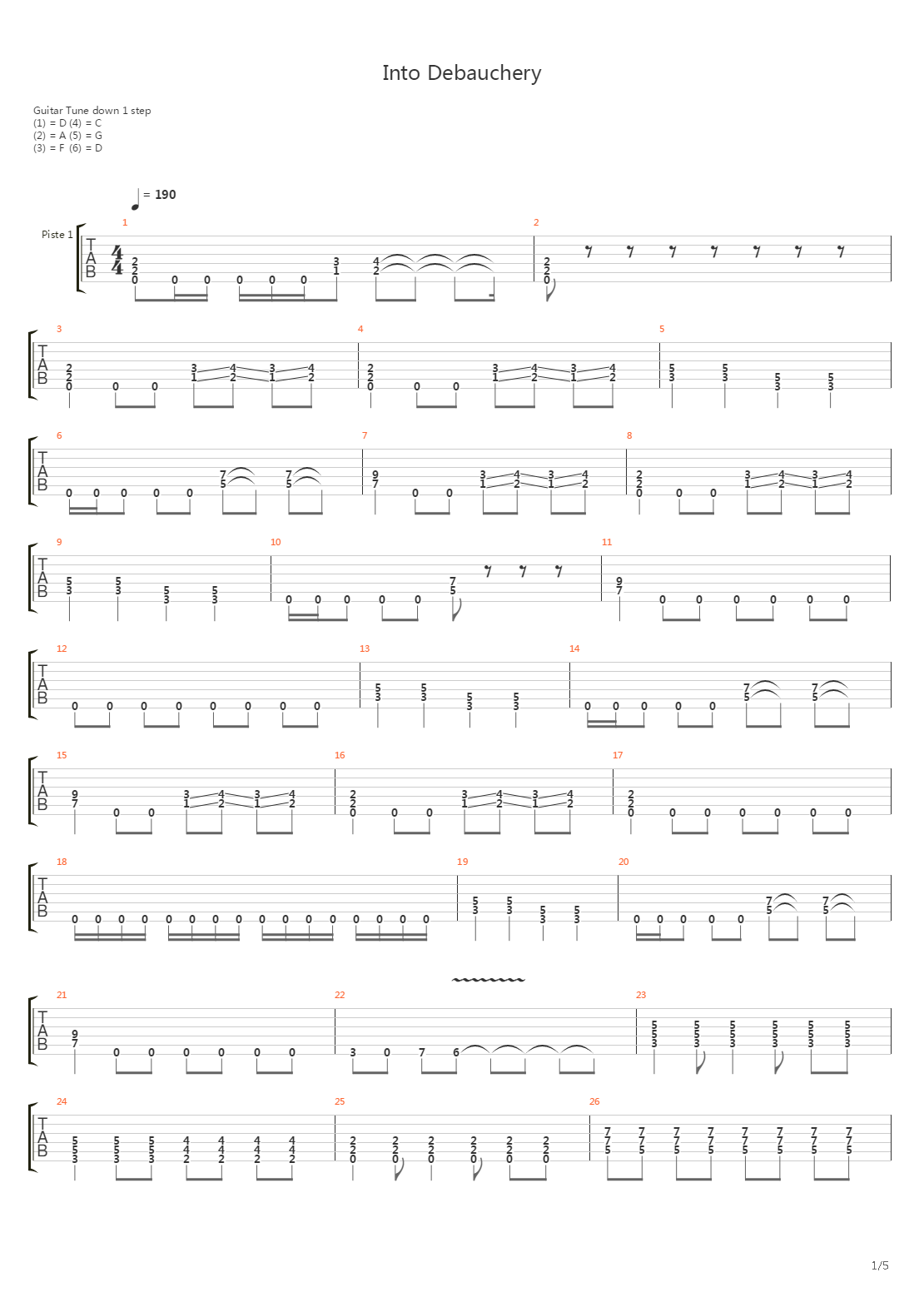 Into Debauchery吉他谱