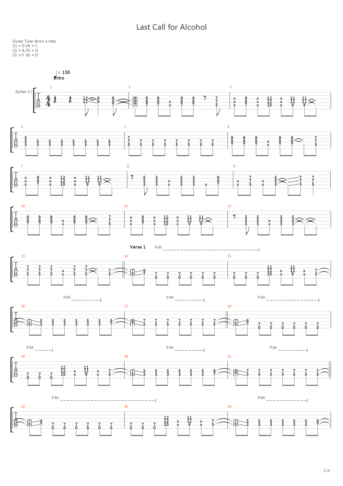 Last Call For Alcohol吉他谱
