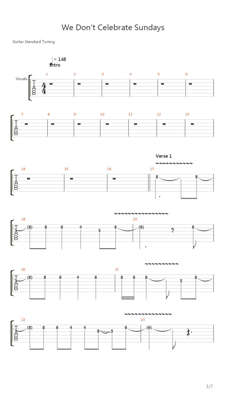 We Dont Celebrate Sundays吉他谱