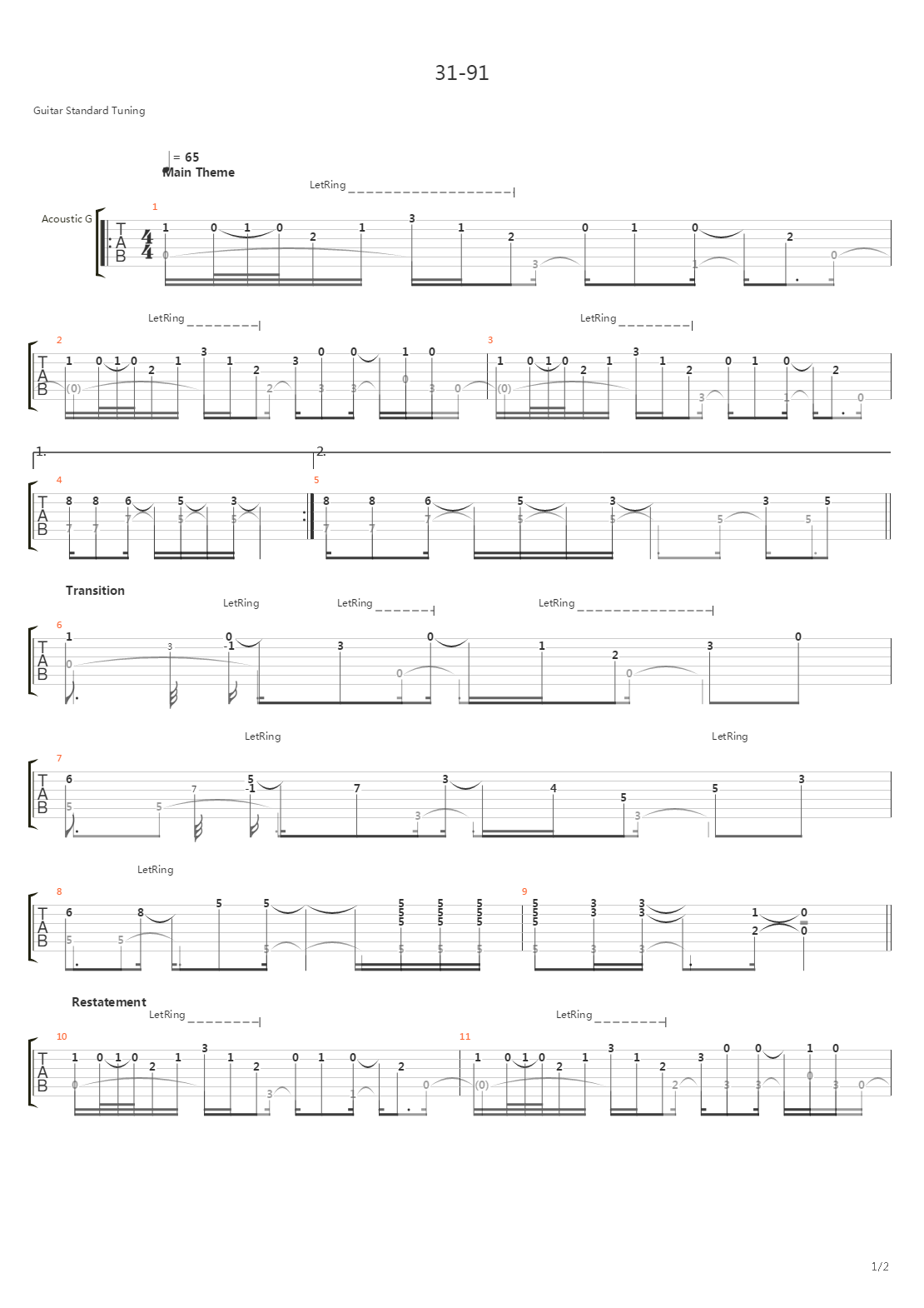 31-91吉他谱