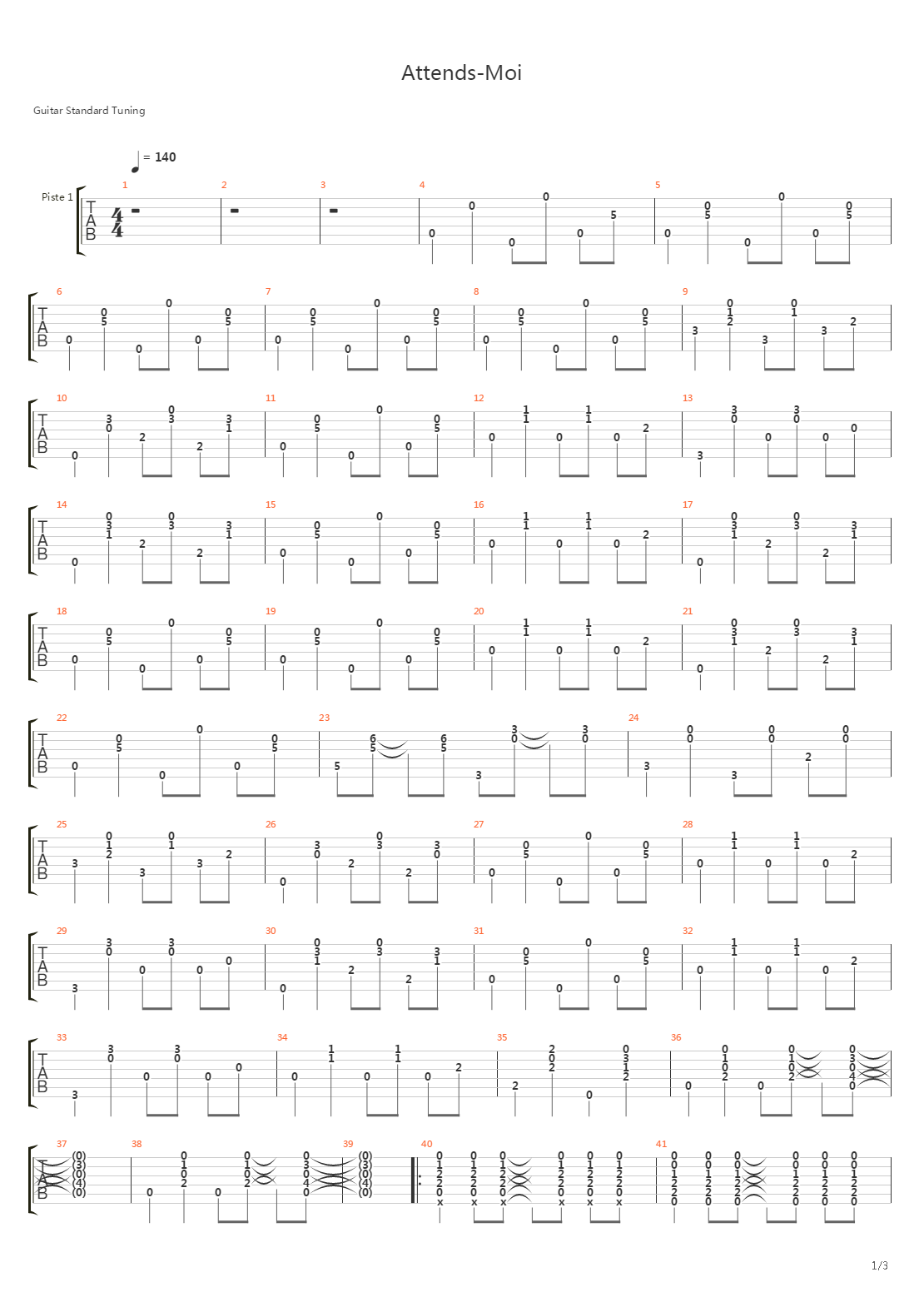 Attends-moi吉他谱