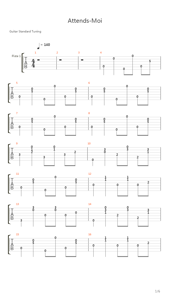 Attends-moi吉他谱