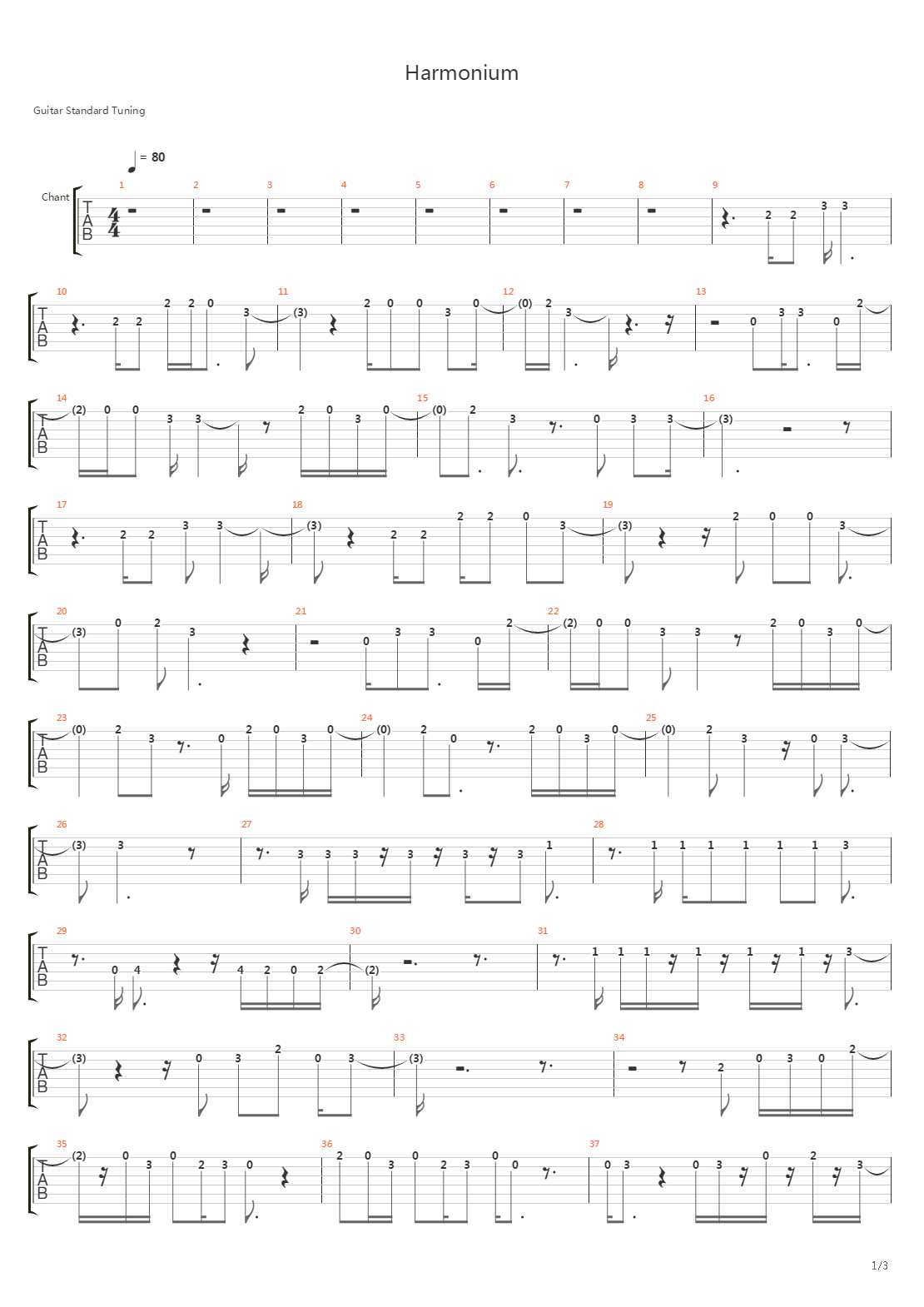 Harmonium吉他谱