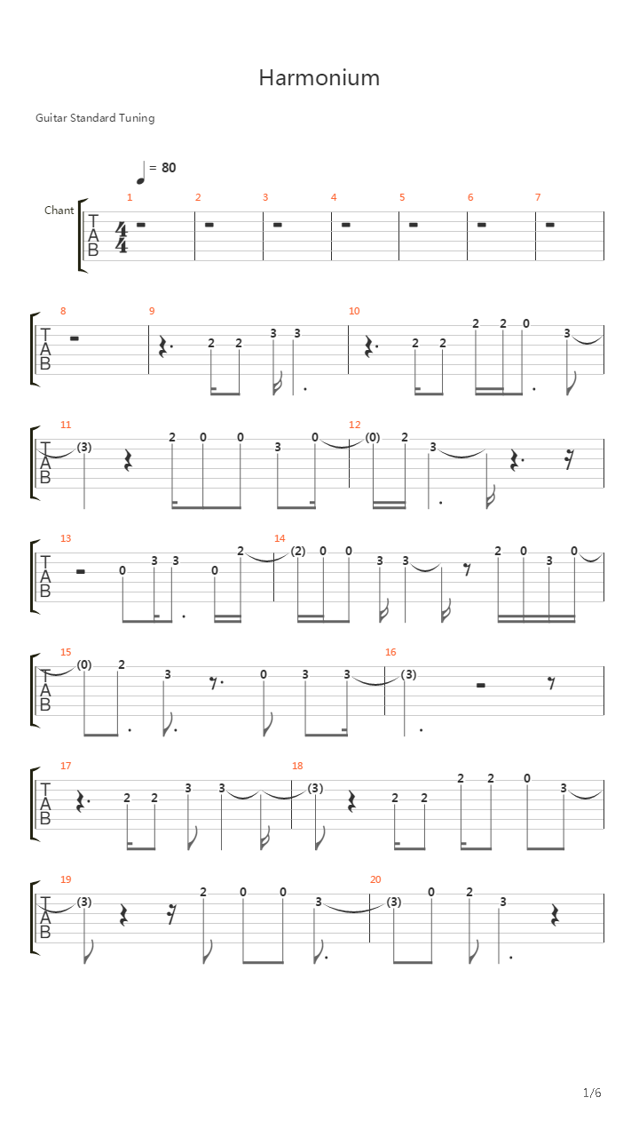 Harmonium吉他谱