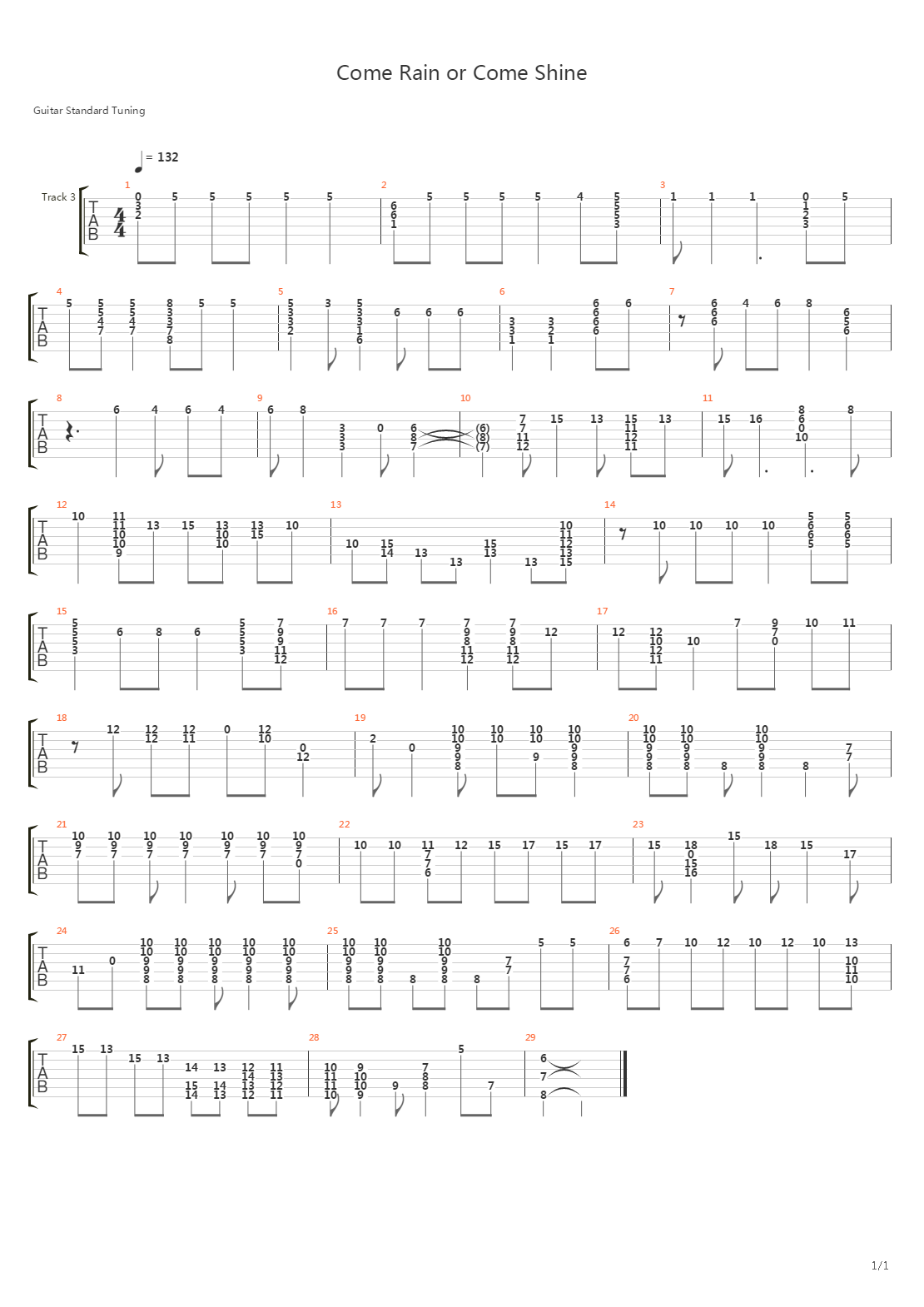 Come Rain Or Come Shine吉他谱