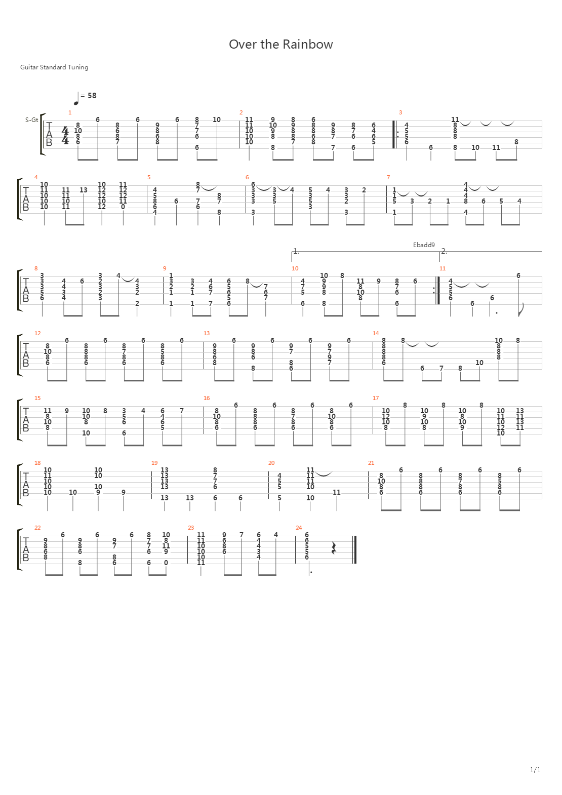 Over The Rainbow吉他谱