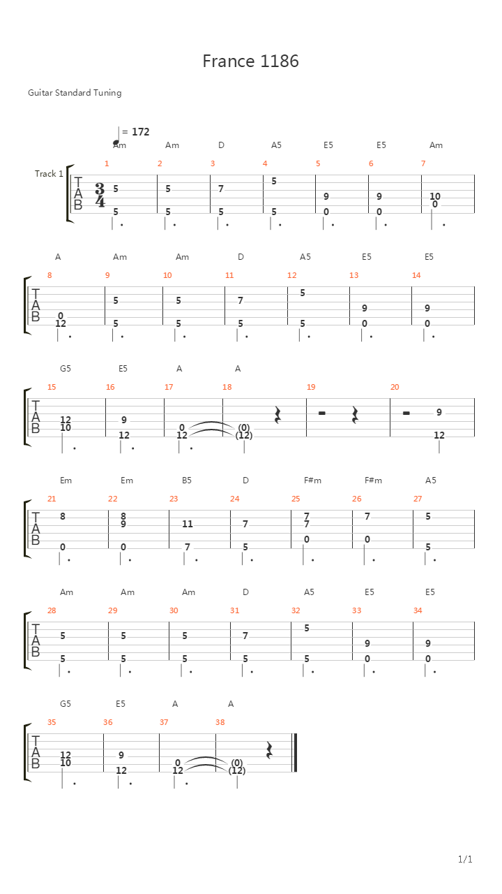 France 1186吉他谱