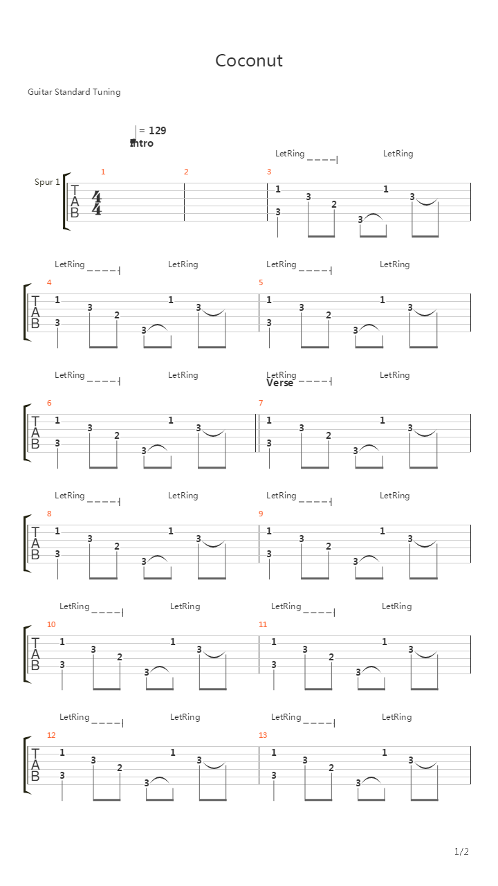 Coconut吉他谱