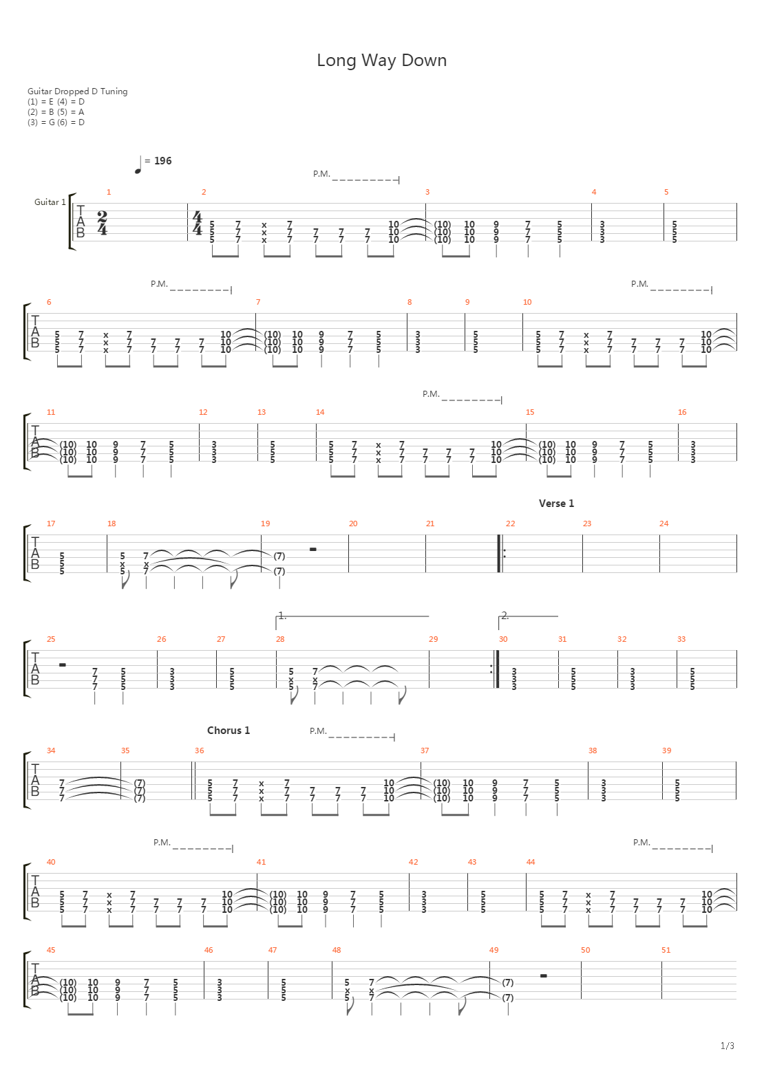 Long Way Down吉他谱