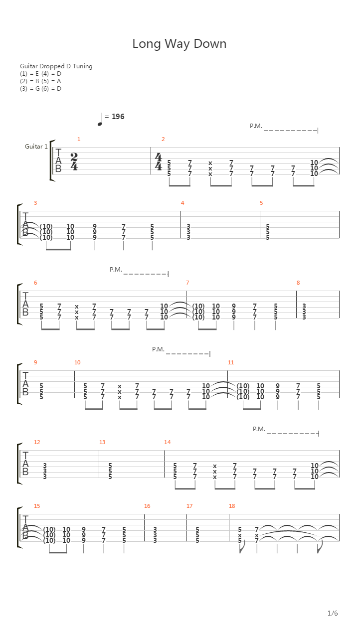 Long Way Down吉他谱