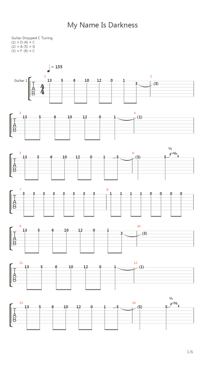 My Name Is Darkness吉他谱