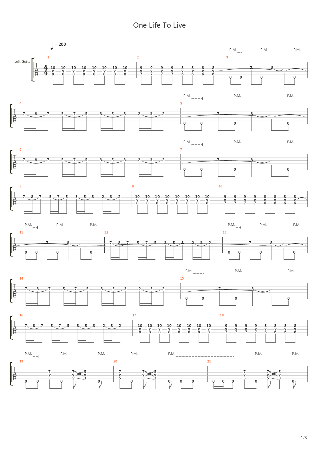 One Life To Live吉他谱