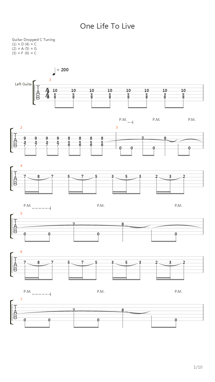 One Life To Live吉他谱