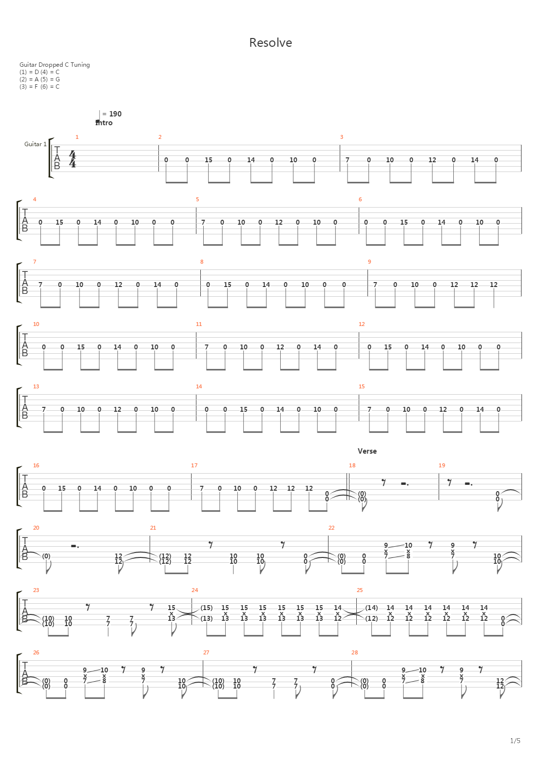 Resolve吉他谱
