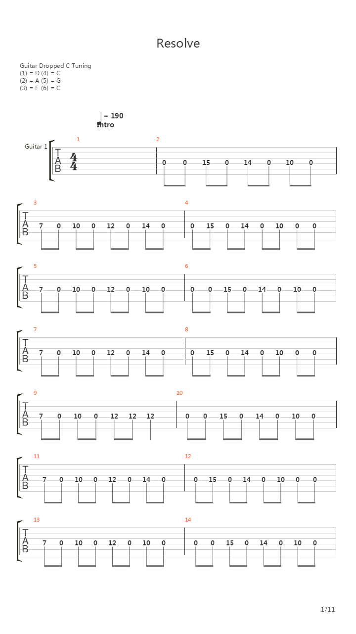Resolve吉他谱