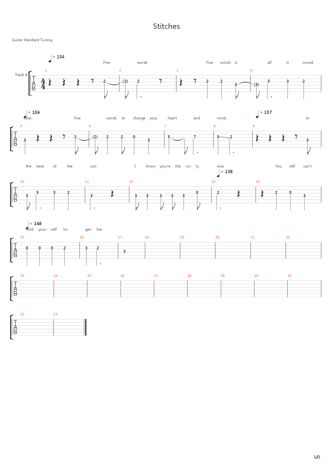 Stitches吉他谱