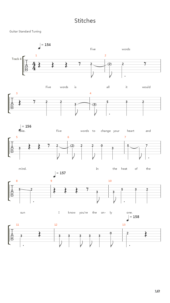 Stitches吉他谱