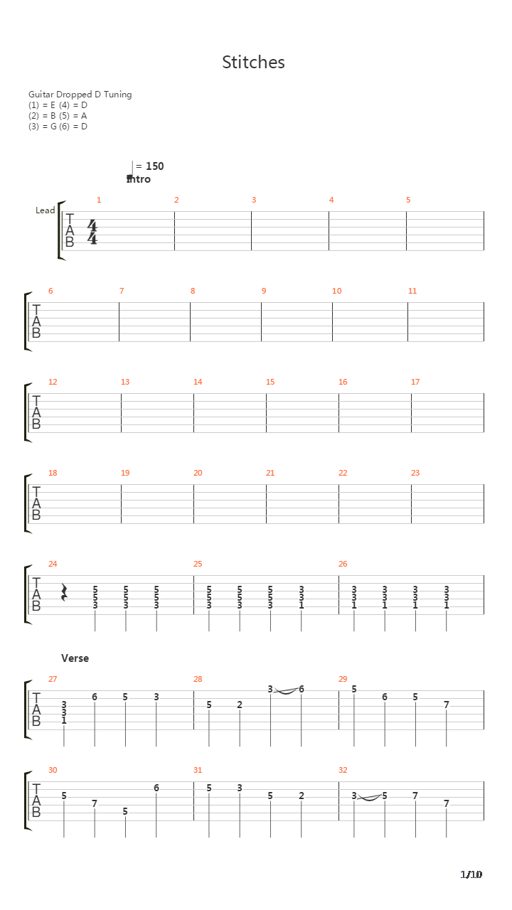 Stitches吉他谱